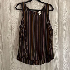 Ava & Viv Black Striped Button Back Tank